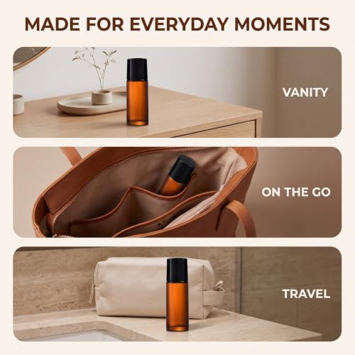 Junfamilee Brown 50ml Refillable Glass Essential Oil Roll-on Bottles - Pack of 2