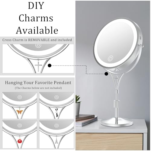 7" Lighted Makeup Mirror 1x/10x Magnification with 3 Color Lights