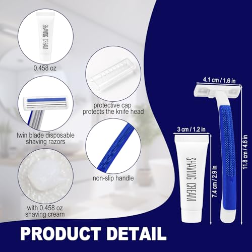 Disposable Razors in Bulk,razors individually wrapped bulk,Twin Blade Razors with Clear Safety Cap and Shaving Cream, Razors For Homeless, Hotel,Air Bnb,Shelter/Homeless/Travel (100PCS)