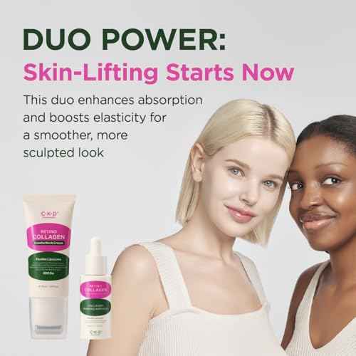 CKD Retino Collagen Gua Sha Neck Cream & Facial Serum Duo Set - Firming, Elasticity Boosting, and Deep Moisturizing. Korean Skincare Gift Set for Special Occasions and Daily Use