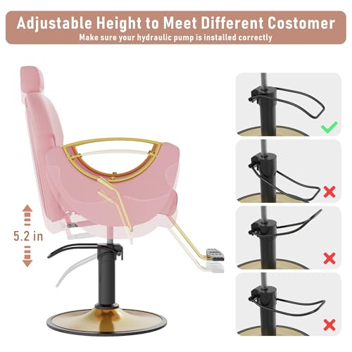 LOUVIXA Barber Chair Height Adjustable Hydraulic Salon Chair Pink