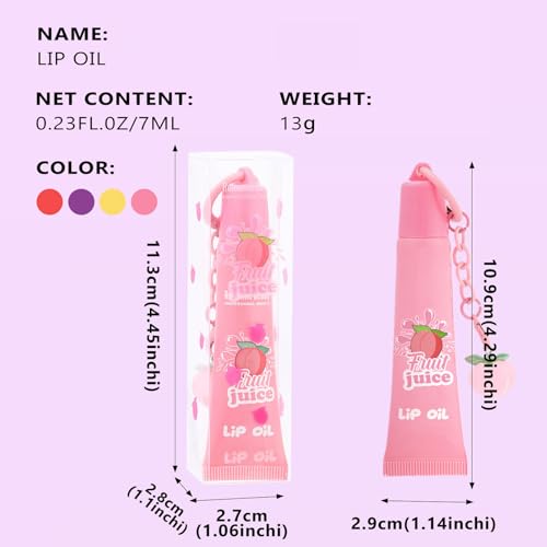 Hydrating Lip Gloss Keychain Set - 4 Colors High Shine