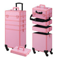 Somduy Rolling Makeup Train Case with Detachable Compartments, Pink