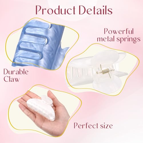 6 Pack Large Acrylic Hair Claw Clips for Women - Stylish Non-Slip Hold