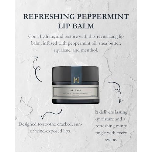 HMA | Peppermint Lip Balm ? With Shea Butter, Squalane & Menthol | Hydrating & Cooling Lip Care for Dry or Cracked Lips | Natural Moisture & Minty Freshness | 0.35 Oz