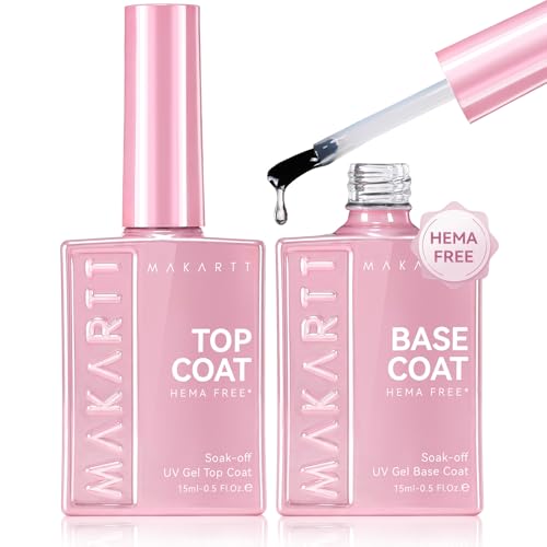 Makartt Hema-Free Gel Top & Base Coat Set 2 Pcs 15ml No Wipe - Hypoallergenic