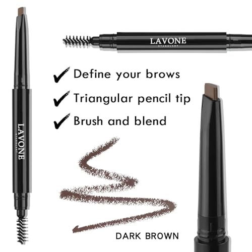 LAVONE Eyebrow Kit with Pencil, Eyeliner & Pomade - Waterproof Dark Brown