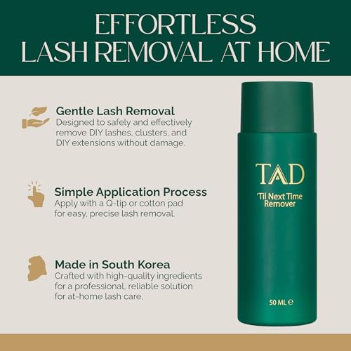 TAD Beauty Til Next Time DIY Lash Remover - Unseals Eyelash Adhesive for DIY Lashes to Remove Extensions, Clusters, and Segments - Easy Application with Q-Tip or Cotton Pad, Made in South Korea - 50ml