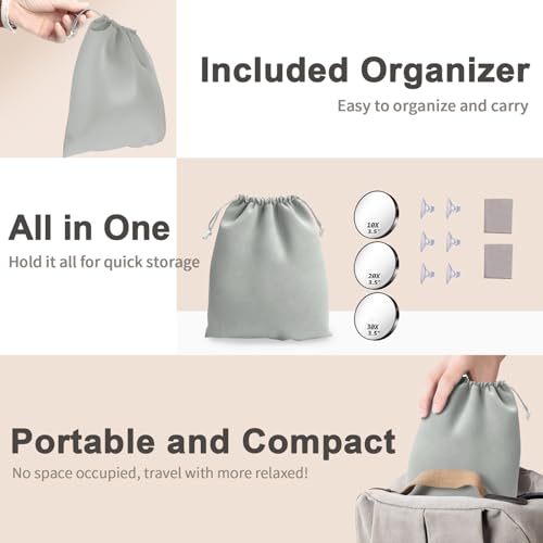 10X 20X 30X Magnifying Mirror Set - 3.5" Travel Mirrors
