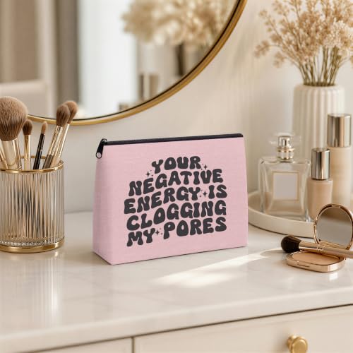Esthetician Makeup Bag for Women - Skin Care Themed Zipper Cosmetic Organizer