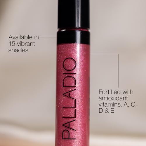 Palladio Lip Gloss, Non-Sticky Lip Gloss, Contains Vitamin E and Aloe, Offers Intense Color and Moisturization, Minimizes Lip Wrinkles, Softens Lips with Beautiful Shiny Finish, Sheer Bronze