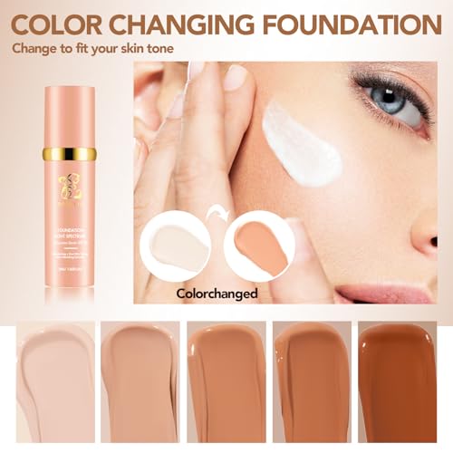 Match Cosmetics Foundation 4 in 1-Light Spectrum,4 in 1 Cosmetics Foundation Liquid with SPF 50+, Concealer Cosmetic Lightweight Makeup, Longwearing & Waterproof for Makeup