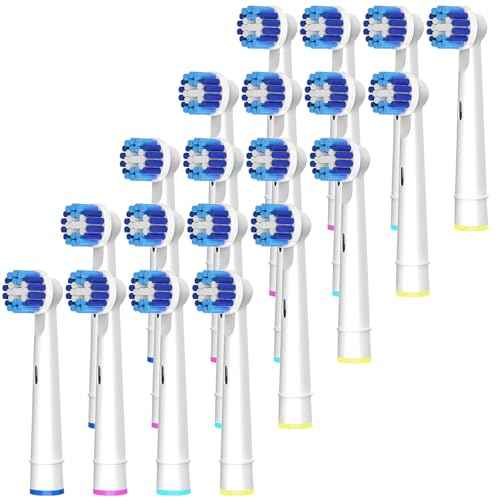 Replacement Brush Heads Compatible with Braun Oral-B, 20pcs Professional Electric Toothbrush Heads for Oral B Replacement Heads Refill Pro100/1000/1500/4000/5000/7000/8000/9600 Etc.
