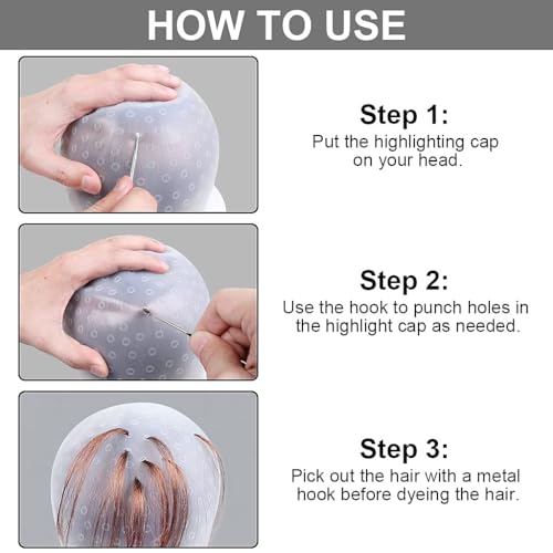 Professional Reusable Hair Coloring Highlighting Cap with Hook