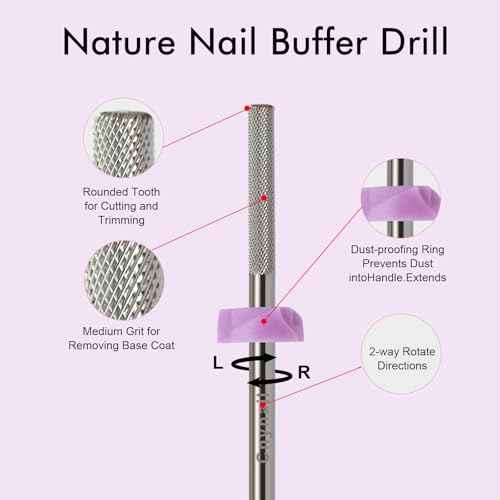 3/32¡±Tungsten Carbide Nail Drill Bit, Buffer Cuticle Remover, Nail Buffer & Prep File, Two-Way Rotation, Fine Grit for Manicure, Pedicure, Home & Salon Use (3XF Grit, Silver)