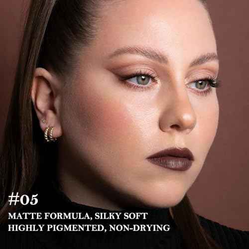 BINGBRUSH 2-in-1 Gradient Dark Brown Lip Liner & Lipstick Combo,Matte Longwear Waterproof Lip Pencil with Cone Tip,Smudge Proof Crayon for Flawless Ombre Contour,Women's Long Lasting Makeup Set