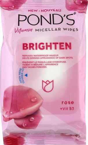 Pond's Vitamin Micellar Wipes For Dark Spots Brighten Rose Removes Waterproof Makeup 25 Wipes