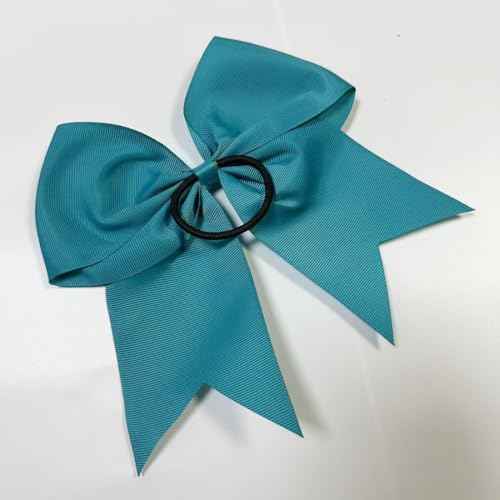 Cheerleader Bows 8 Inch 20 pcs Ponytail Holder Cheerleading Bows Hair Tie (Teal)