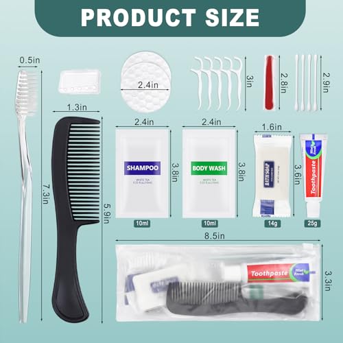 50 Sets Hygiene Kit Bulk - 10-in-1 Travel Toiletry