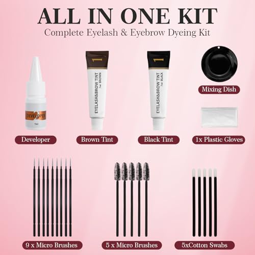 Eyelash & Eyebrow Tint Kit, 2-in-1 Professional Lash & Brow Color