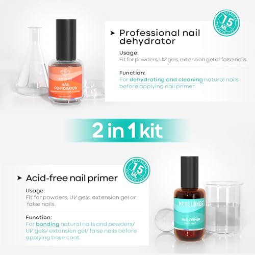 Modelones Nail Dehydrator & Primer Set - 4pc Acid-Free Formula