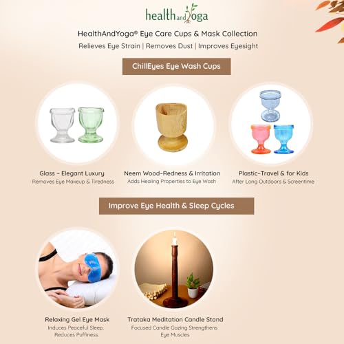 HealthAndYoga¢â ChillEyes Transparent Glass Eye Wash Cup - Effective Eye Rinse and Cleansing ? Eco-Friendly, Non-Reactive, Safe and Comfortable (Clear - Set of 2)