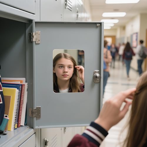 2 Pcs Strong Magnetic Locker Mirror, 4.9" x 6.9" Small Real Glass Mirror with Super Clear Reflection and Fully Magnetic Back for School Locker Refrigerator Office Cabinet