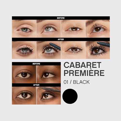 Vivienne Sab? Cabaret Premiere Black Mascara, Volume and Length, Defining, Curling, No Flaking, No Clumping, Smudge Proof, Washable, Cruelty-Free, Made in Europe, (01 Black), 0.3 Fl Oz, 1 Pack