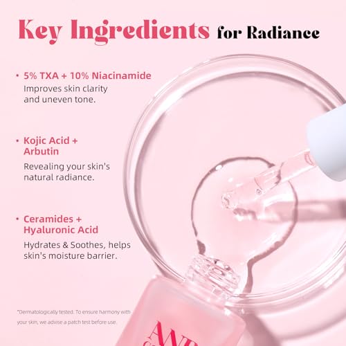 ANRCOLLECT Tranexamic Acid Serum with 5% Txa & 10% Niacinamide, Kojic Acid, Niacinamide Acido Tranex?mico Perfect Serum with Hyaluronic Acid, Ceramides, 1 OZ / 30ML, Valentines Day Gifts