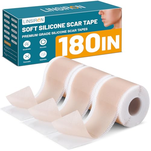 Silicone Scar Tape for Surgical Marks Face Stick Keloid Cover C-Section Strips Wrinkle Cream Lip Sleeping Gel Sheet Tummy Patch Hydrocolloid Roll Soft (3 Pack, 1.6"X 60")