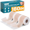 Silicone Scar Tape for Surgical Marks Face Stick Keloid Cover C-Section Strips Wrinkle Cream Lip Sleeping Gel Sheet Tummy Patch Hydrocolloid Roll Soft (3 Pack, 1.6"X 60")