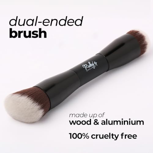 Ruby's Organics Makeup Brush Dual Ended, Multipurpose brush for Foundation, Concealer, Blush and Compact for flawless finish, Blending Brush, Powder Brush, Cruelty-free brush