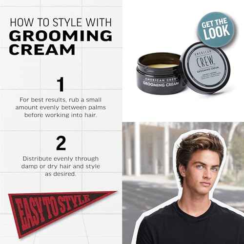 American Crew Men's Grooming Cream, Like Hair Gel with High Hold & High Shine, Stocking Stuffer for Him, 3 oz