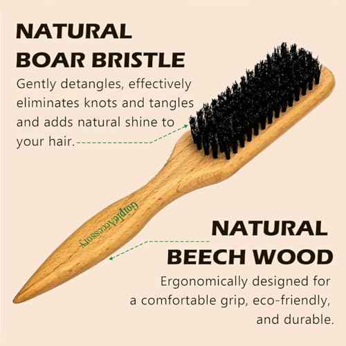 Slick Back Hair Brush & Wax Stick Set for Slick Back Hair ? Teasing Boar Bristle Hair Brush for Sleek, Control, Flyaways & Baby Hairs ? Wax Stick for Women Sectioning & Smoothing Ponytail Bun