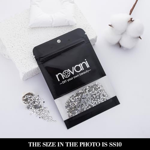 Novani 3000pcs Crystal Clear Rhinestones Flat Back Rhinestone Glass Diamonds Round Gems for Nail Art and Crafting Decorations,SS10,2.7-2.9mm