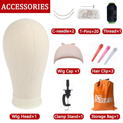 Canvas Mannequin Head 21-24" for Wig Making & Styling