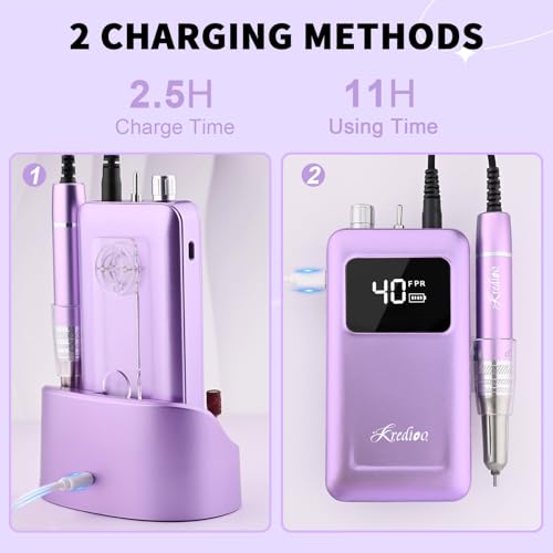Kredioo 40,000 RPM Brushless Nail Drill - Portable & Ultra Silent