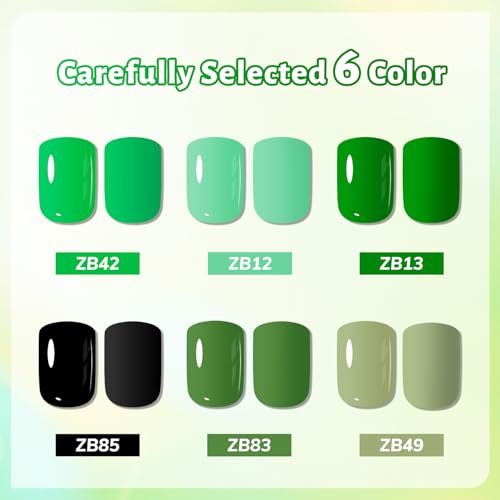 OpenLive Green Nail Polish Set 6-Piece Quick Dry