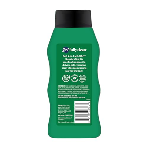 Zest Mens 2-in-1 Body Wash - Body Wash for Men - Cleanses Hair and Body - Refreshing Scent - Hydrating Shower Gel - Ideal for All Skin Types - 4 pc