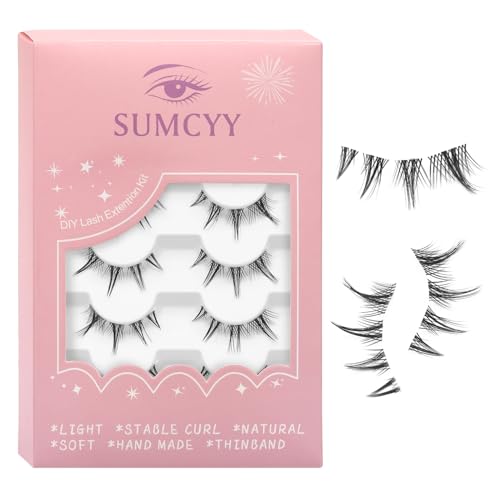 5 Pairs 5D Wispy Cat Eye False Eyelashes with Thin Stem