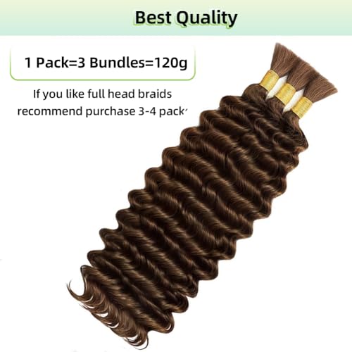 Boho Braiding Hair 120g Deep Wave Human Hair 18 Inch 3 Bundles