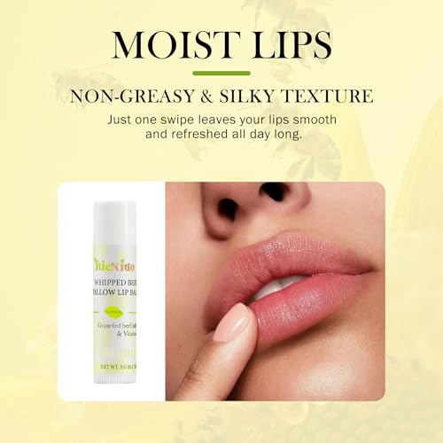 Beef Tallow for Skin: Organic Grass Fed Tallow Cream & Lip Balm Set ? Natural Dry Skin Moisturizer for Face, Body, Hands & Lips