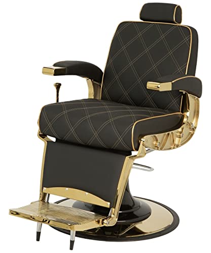 Buy-Rite Zeus Heavy-Duty Barber Chair with Gold Frame & Extra Wide Seat