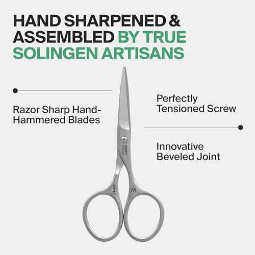 GERMANIKURE Beard and Mustache Scissors - FINOX Stainless Steel Professional Manicure Tools in Leather Case - Ethically Made in Solingen Germany - 4706