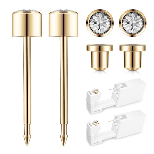 Gold Ear Piercing Kit with Safety Back - 2 Pack Surgical Steel