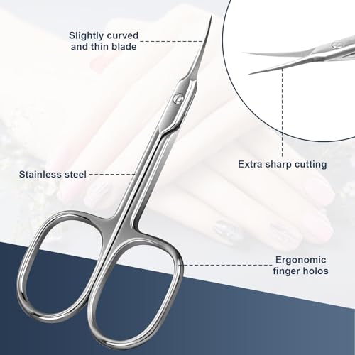 CGBE Curved Cuticle Scissors - Extra Fine Pointed Stainless Steel Trimmer