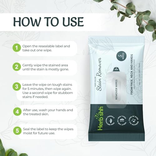 Herbishh Hair Color Stain Remover Wipes - 5 Pack