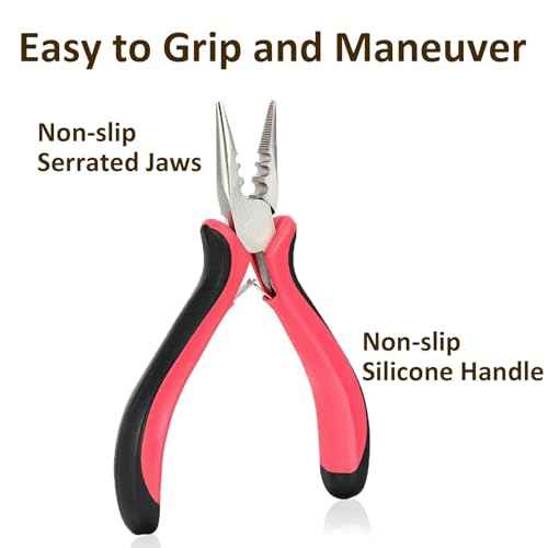 VCAY Hair Extension Tools Kit, 500 Silicone Lined Ring Beads,1 Plier, 1 Threader,1 Crochet Hook,10 Curved Hair Needle,5 Hair Clips,5 Rolls Sewing Threads,100 Rubber Bands with Storage Case