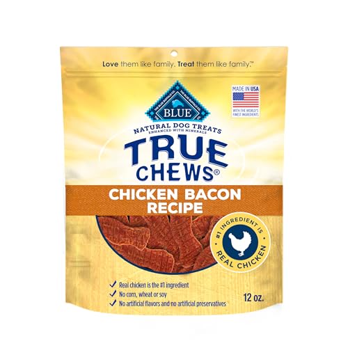 Blue Buffalo True Chews Dog Treats, Made in the USA with Natural Ingredients, Chicken Bacon Recipe, 12-oz. Bag