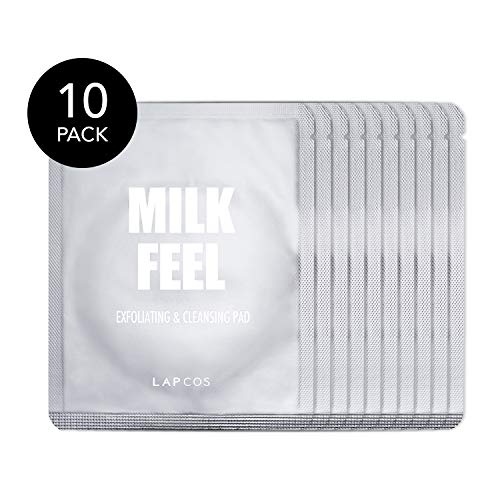 LAPCOS Milk Feel Exfoliating and Cleansing Pads Clear Acne Prone Skin, Nourishing for Improved Skin Texture, Single Scrub (10-Pack)